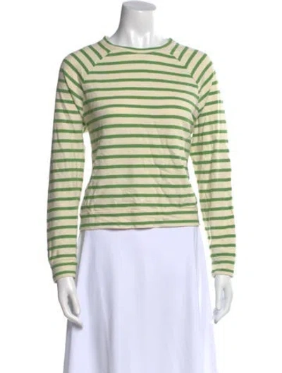 Pre-owned Kule Striped Crew Neck Top In Green