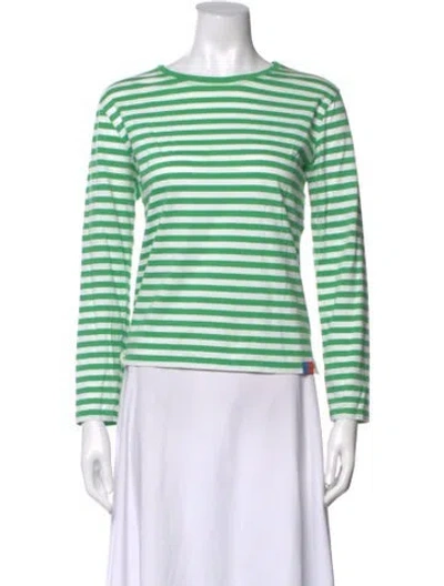Pre-owned Kule Striped Crew Neck Top In Green
