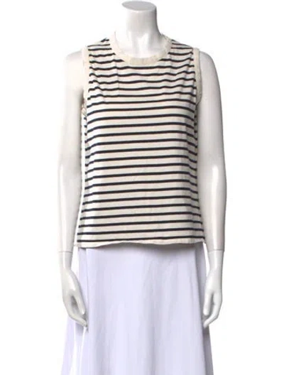 Pre-owned Kule Striped Crew Neck Top In Neutral