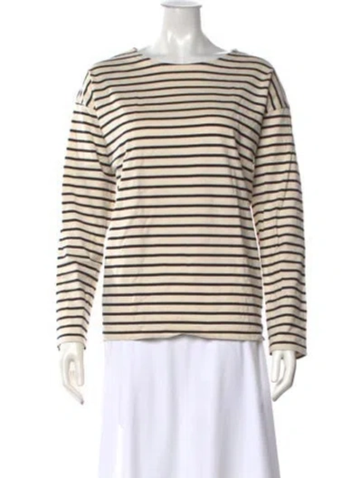 Pre-owned Kule Striped Crew Neck Top In Neutral