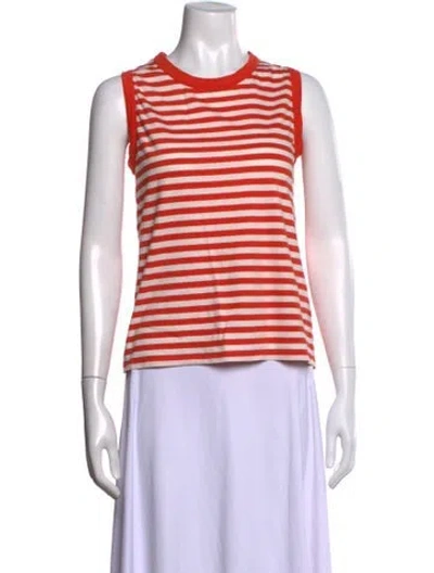 Pre-owned Kule Striped Crew Neck Top In Orange
