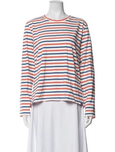 Pre-owned Kule Striped Crew Neck Top In Red
