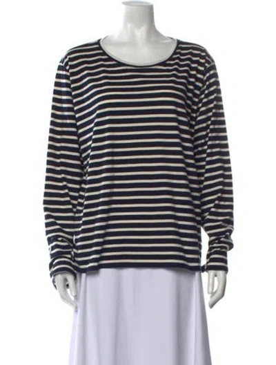 Pre-owned Kule Striped Crew Neck Top W/ Tags In Blue/neutrals