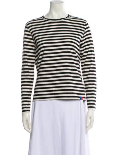 Pre-owned Kule Striped Crew Neck Top In White