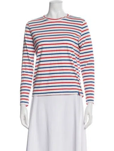 Pre-owned Kule Striped Crew Neck Top In White