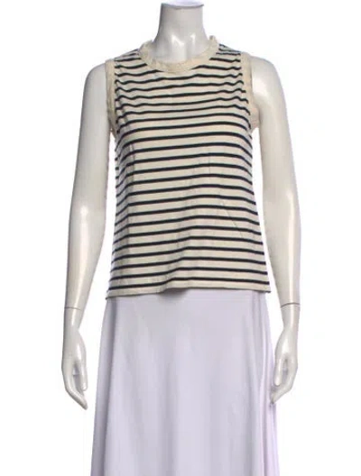 Pre-owned Kule Striped Crew Neck Top In White