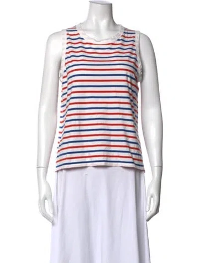 Pre-owned Kule Striped Crew Neck Top In White
