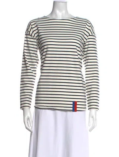 Pre-owned Kule Striped Crew Neck Top In White
