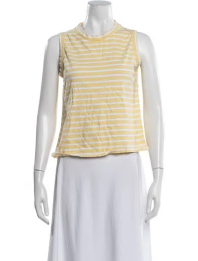 Pre-owned Kule Striped Crew Neck Top In White/yellow