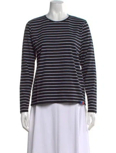 Pre-owned Kule Striped Crew Neck T-shirt In Black
