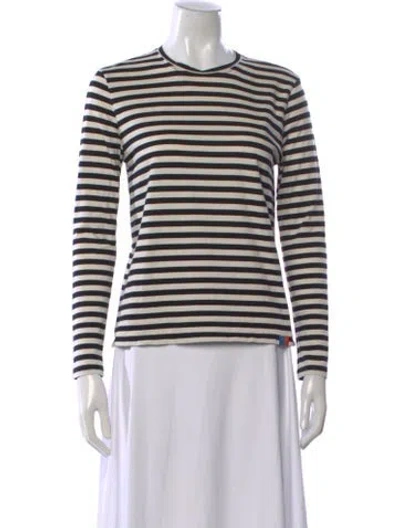 Pre-owned Kule Striped Crew Neck T-shirt In Black