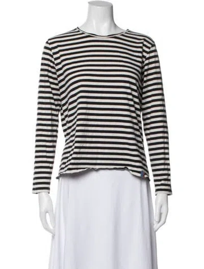 Pre-owned Kule Striped Crew Neck T-shirt In Black