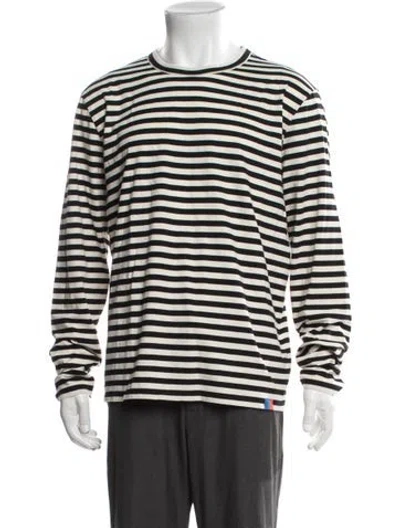 Pre-owned Kule Striped Crew Neck T-shirt In Black
