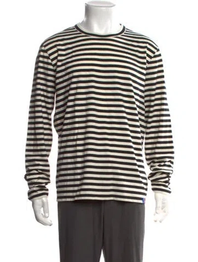 Pre-owned Kule Striped Crew Neck T-shirt In Black