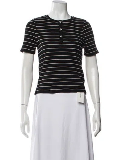 Pre-owned Kule Striped Crew Neck T-shirt In Black