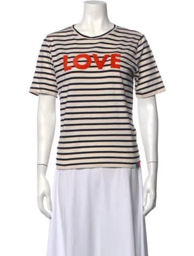 Pre-owned Kule Striped Crew Neck T-shirt In Black