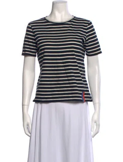 Pre-owned Kule Striped Crew Neck T-shirt In Black