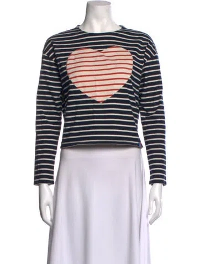 Pre-owned Kule Striped Crew Neck T-shirt In Black