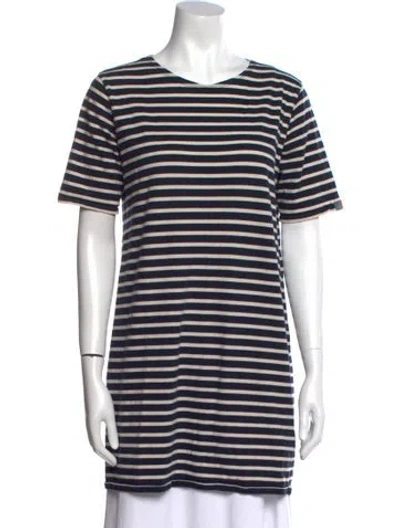 Pre-owned Kule Striped Crew Neck T-shirt In Blue