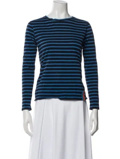 Pre-owned Kule Striped Crew Neck T-shirt In Blue