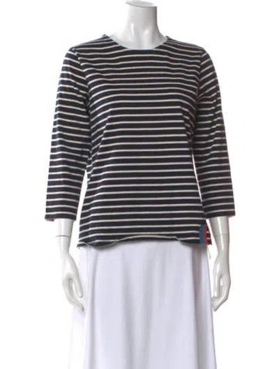 Pre-owned Kule Striped Crew Neck T-shirt In Blue