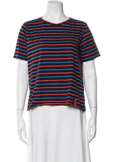Pre-owned Kule Striped Crew Neck T-shirt In Blue