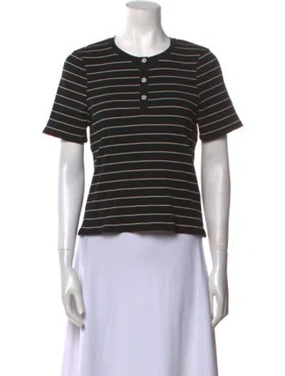 Pre-owned Kule Striped Crew Neck T-shirt In Blue