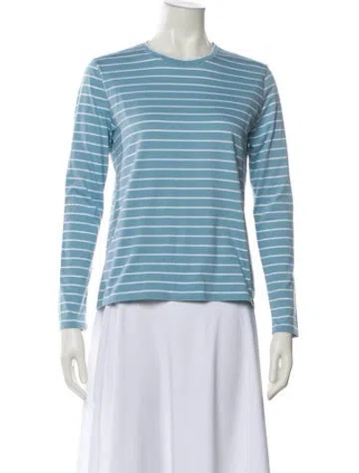 Pre-owned Kule Striped Crew Neck T-shirt In Blue