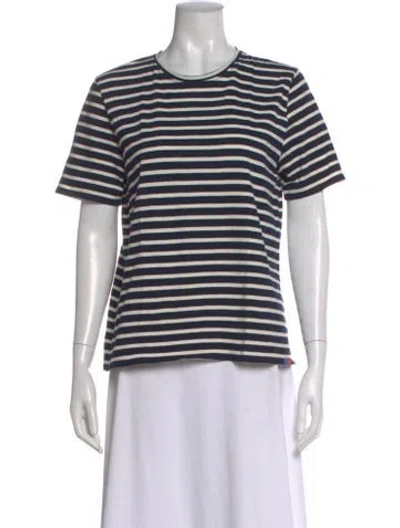 Pre-owned Kule Striped Crew Neck T-shirt In Blue
