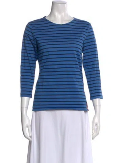 Pre-owned Kule Striped Crew Neck T-shirt In Blue