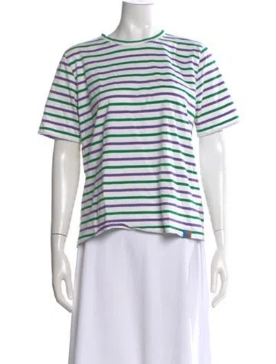 Pre-owned Kule Striped Crew Neck T-shirt In Blue