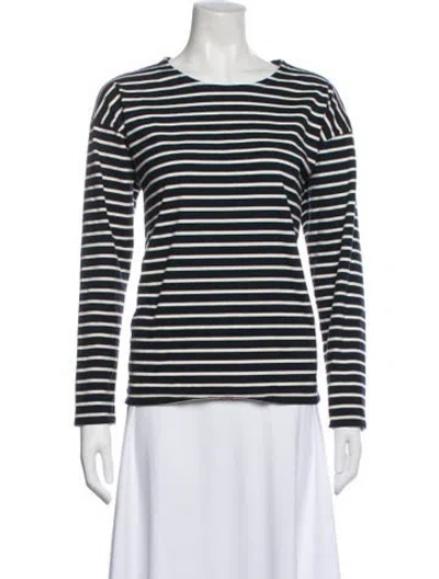 Pre-owned Kule Striped Crew Neck T-shirt In Blue