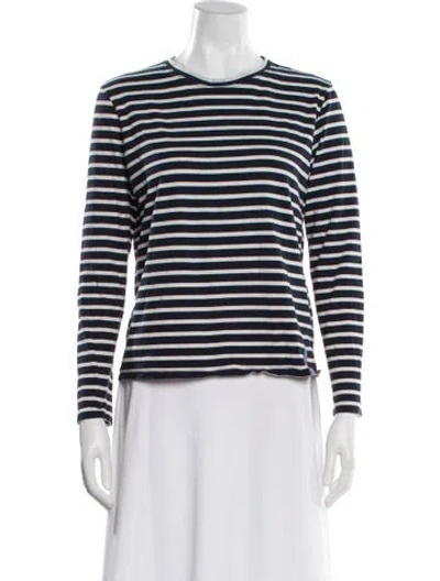 Pre-owned Kule Striped Crew Neck T-shirt In Blue