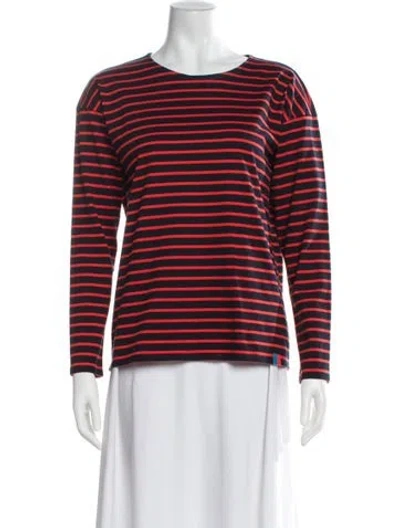 Pre-owned Kule Striped Crew Neck T-shirt In Blue