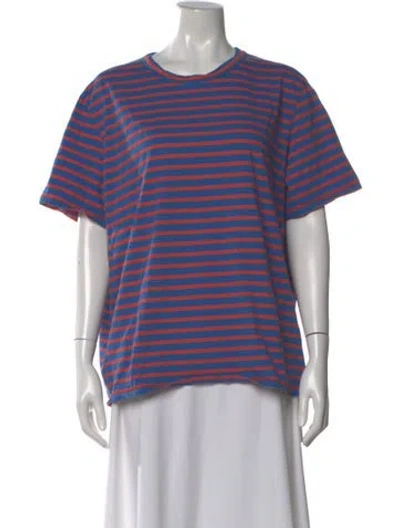 Pre-owned Kule Striped Crew Neck T-shirt In Blue