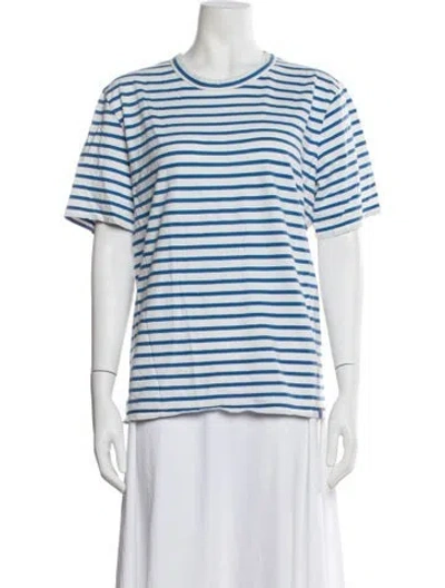 Pre-owned Kule Striped Crew Neck T-shirt In Blue