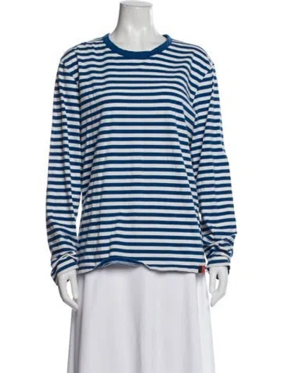 Pre-owned Kule Striped Crew Neck T-shirt In Blue
