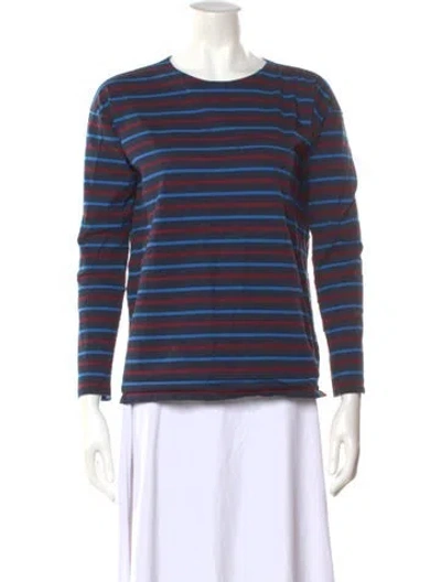Pre-owned Kule Striped Crew Neck T-shirt In Blue