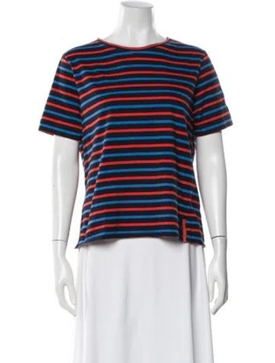 Pre-owned Kule Striped Crew Neck T-shirt In Blue