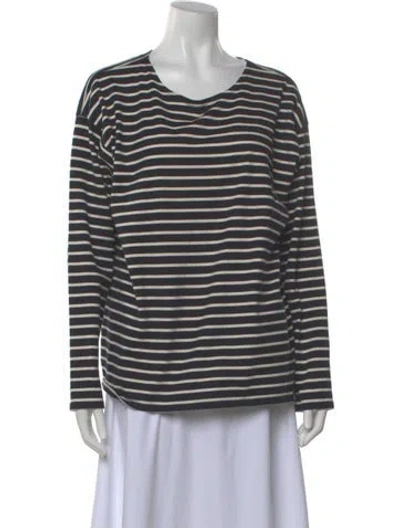 Pre-owned Kule Striped Crew Neck T-shirt In Blue
