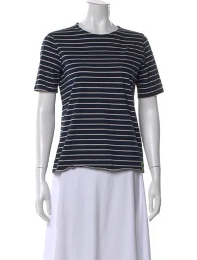 Pre-owned Kule Striped Crew Neck T-shirt In Blue