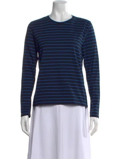 Pre-owned Kule Striped Crew Neck T-shirt In Blue
