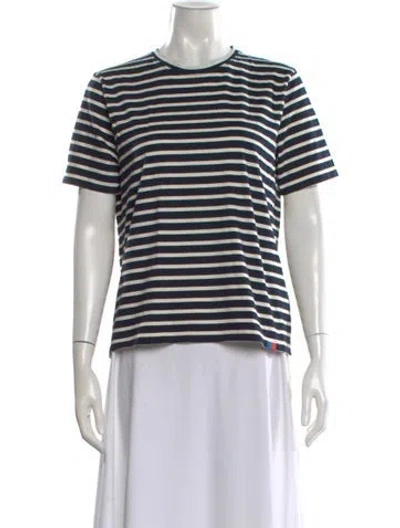 Pre-owned Kule Striped Crew Neck T-shirt In Blue