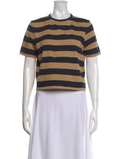 Pre-owned Kule Striped Crew Neck T-shirt In Blue