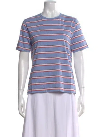 Pre-owned Kule Striped Crew Neck T-shirt In Blue