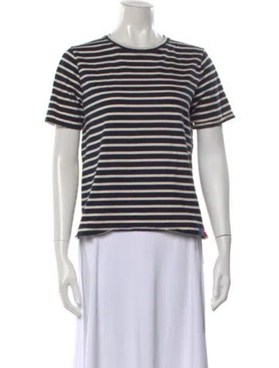 Pre-owned Kule Striped Crew Neck T-shirt In Blue