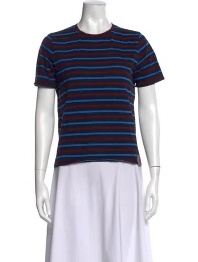 Pre-owned Kule Striped Crew Neck T-shirt In Blue