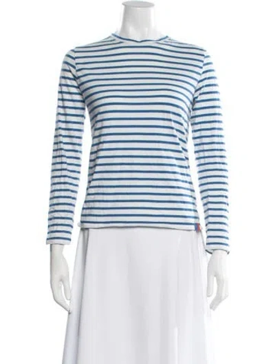Pre-owned Kule Striped Crew Neck T-shirt In Blue