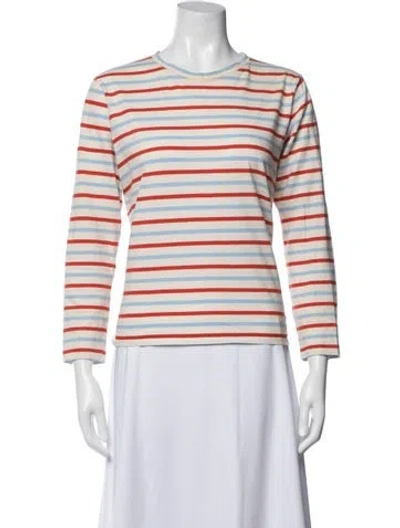 Pre-owned Kule Striped Crew Neck T-shirt In Blue