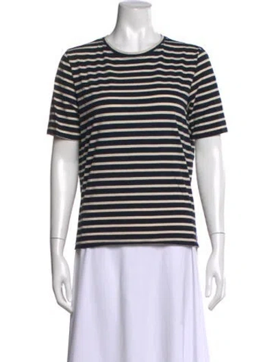 Pre-owned Kule Striped Crew Neck T-shirt In Blue